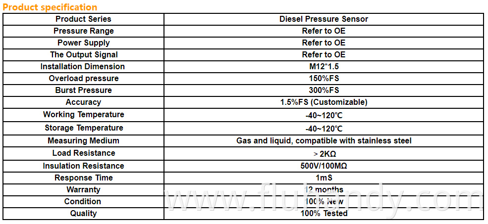 High Precision Precision Rail Pressure Sensor